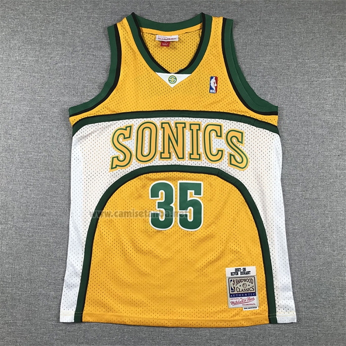 Camiseta Nino Seattle SuperSonics Kevin Durant #35 Mitchell & Ness 2007-08 Amarillo